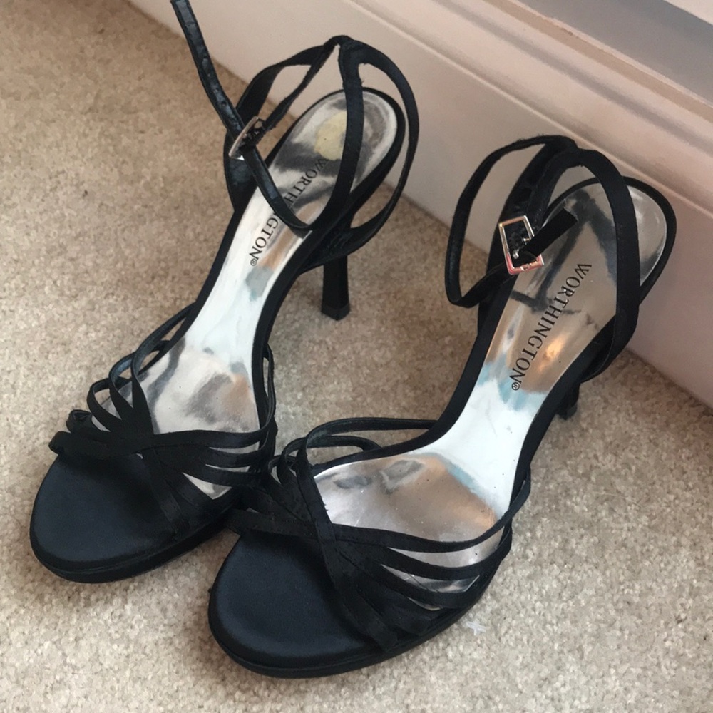 Black straps high heel shoes
